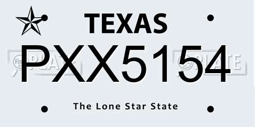 PXX5154 Texas License Plate