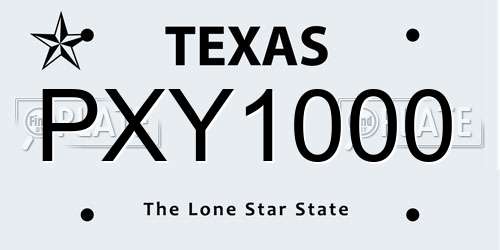 PXY1000 Texas License Plate