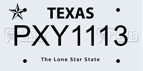 PXY1113 Texas License Plate