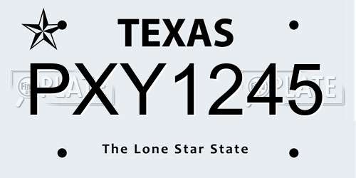PXY1245 Texas License Plate