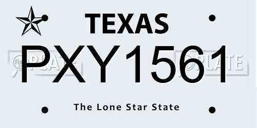 PXY1561 Texas License Plate