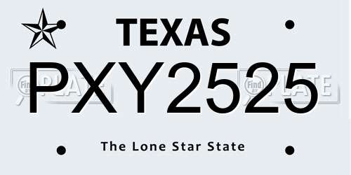 PXY2525 Texas License Plate