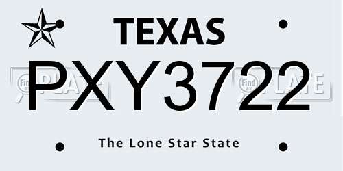 PXY3722 Texas License Plate