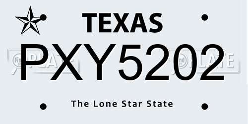 PXY5202 Texas License Plate