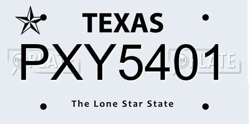PXY5401 Texas License Plate