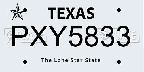 PXY5833 Texas License Plate