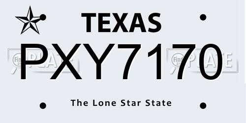 PXY7170 Texas License Plate