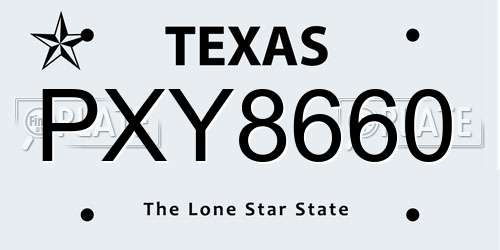 PXY8660 Texas License Plate
