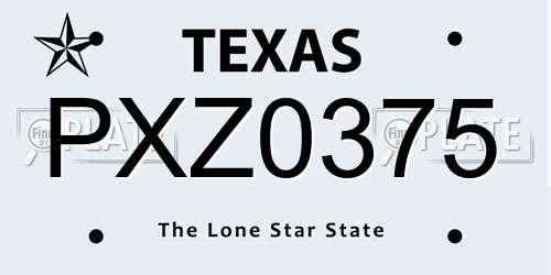 PXZ0375 Texas License Plate