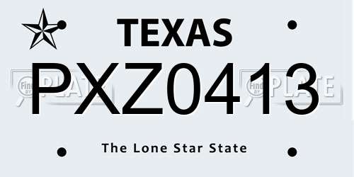 PXZ0413 Texas License Plate