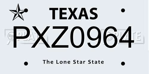 PXZ0964 Texas License Plate