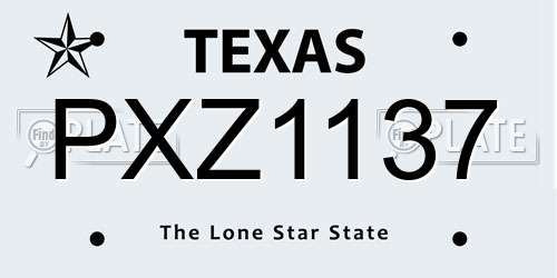 PXZ1137 Texas License Plate