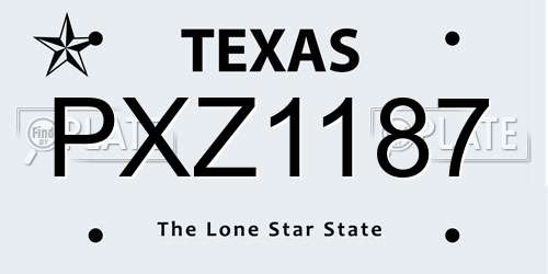 PXZ1187 Texas License Plate