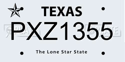 PXZ1355 Texas License Plate