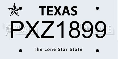 PXZ1899 Texas License Plate