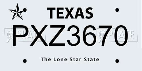 PXZ3670 Texas License Plate