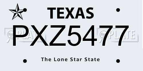 PXZ5477 Texas License Plate