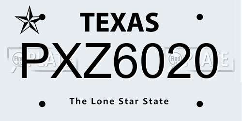 PXZ6020 Texas License Plate