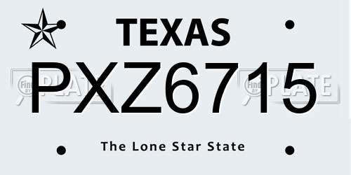 PXZ6715 Texas License Plate