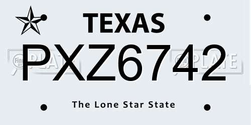 PXZ6742 Texas License Plate