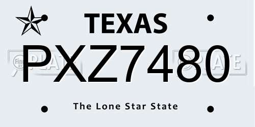 PXZ7480 Texas License Plate