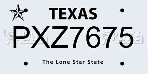 PXZ7675 Texas License Plate