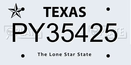 PY35425 Texas License Plate