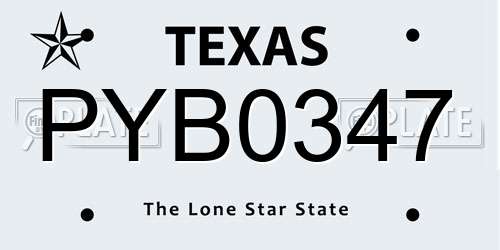 PYB0347 Texas License Plate