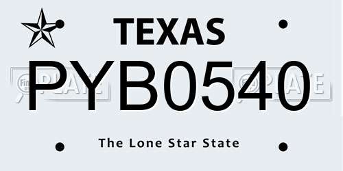 PYB0540 Texas License Plate
