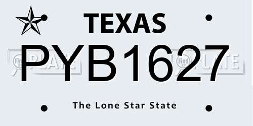 PYB1627 Texas License Plate
