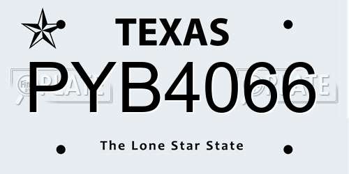 PYB4066 Texas License Plate