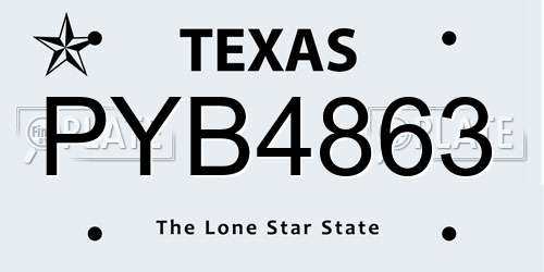 PYB4863 Texas License Plate