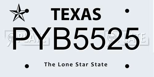 PYB5525 Texas License Plate