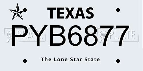 PYB6877 Texas License Plate
