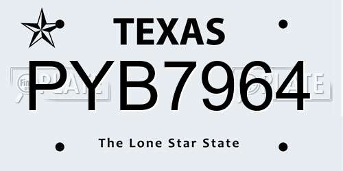 PYB7964 Texas License Plate