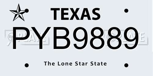PYB9889 Texas License Plate