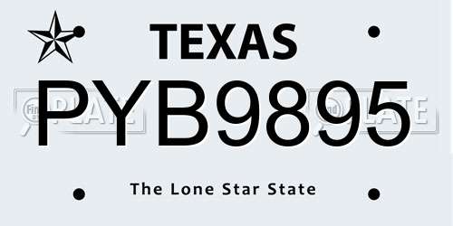 PYB9895 Texas License Plate