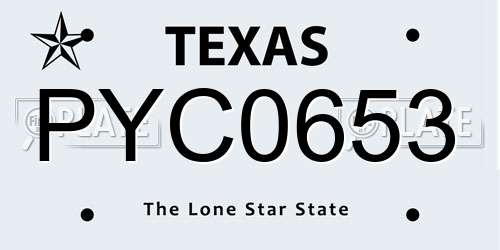 PYC0653 Texas License Plate