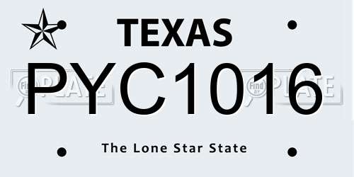 PYC1016 Texas License Plate