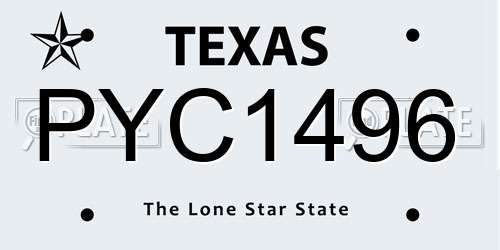 PYC1496 Texas License Plate
