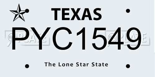PYC1549 Texas License Plate