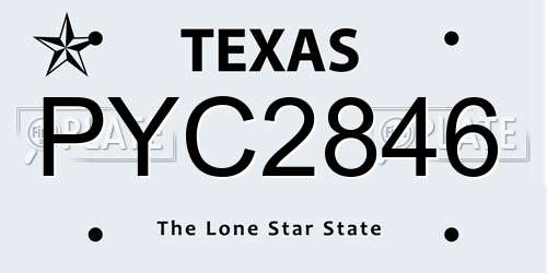 PYC2846 Texas License Plate