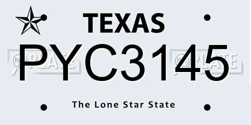 PYC3145 Texas License Plate