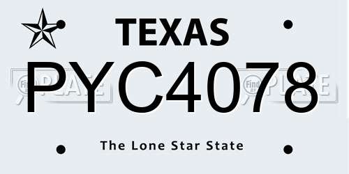 PYC4078 Texas License Plate