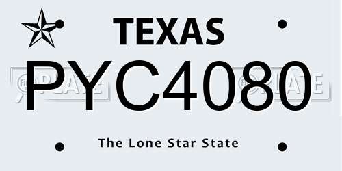 PYC4080 Texas License Plate