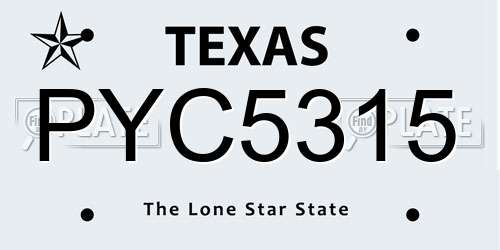 PYC5315 Texas License Plate