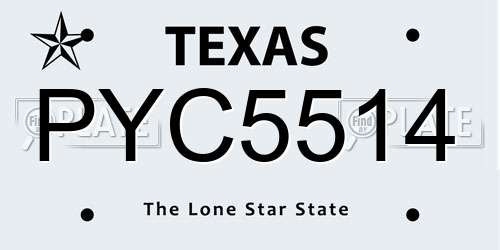 PYC5514 Texas License Plate