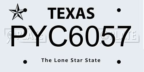 PYC6057 Texas License Plate