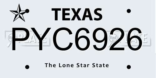 PYC6926 Texas License Plate