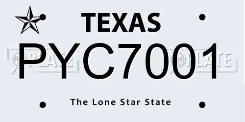 PYC7001 Texas License Plate